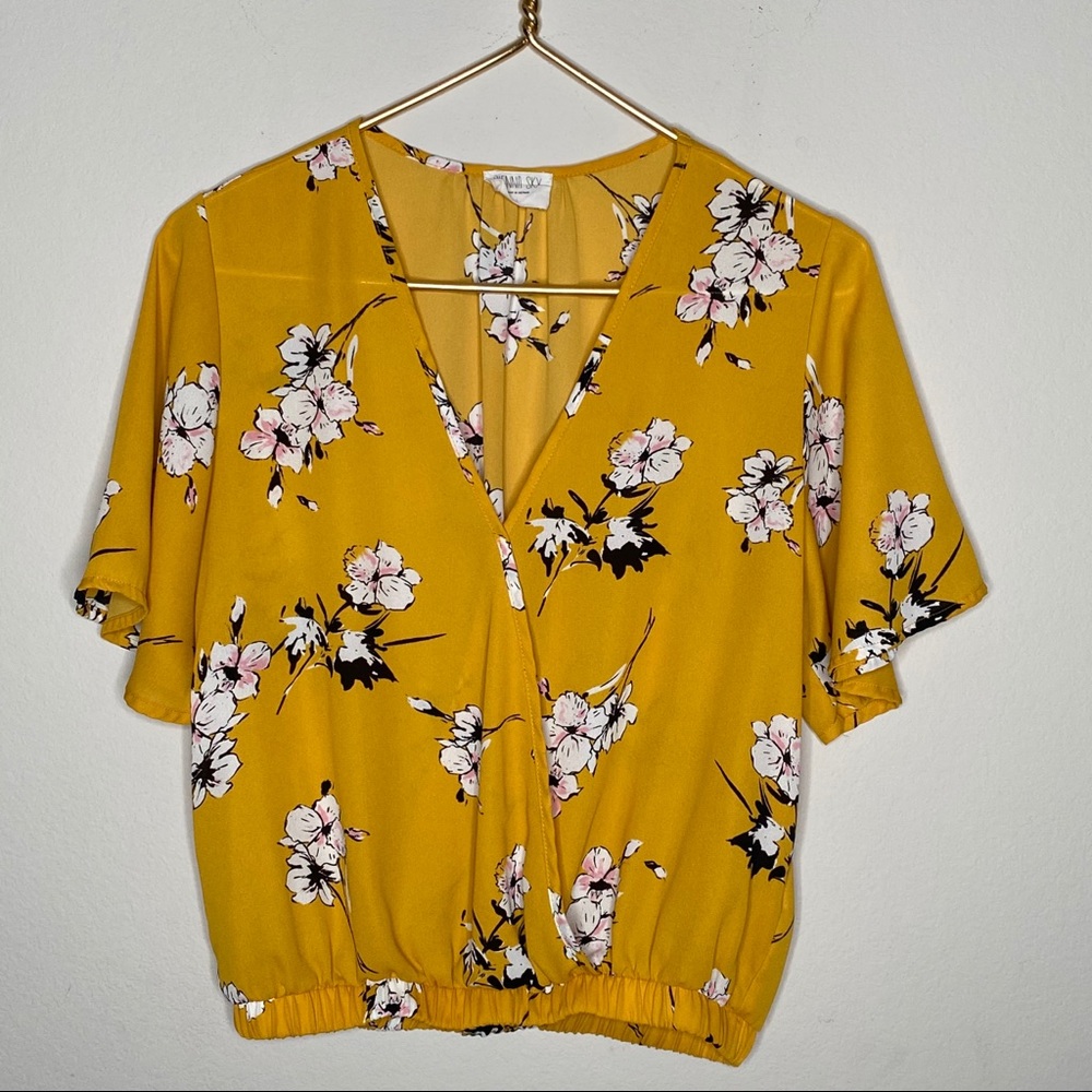 Sienna Sky Yellow Floral Top with Elastic Wait Band